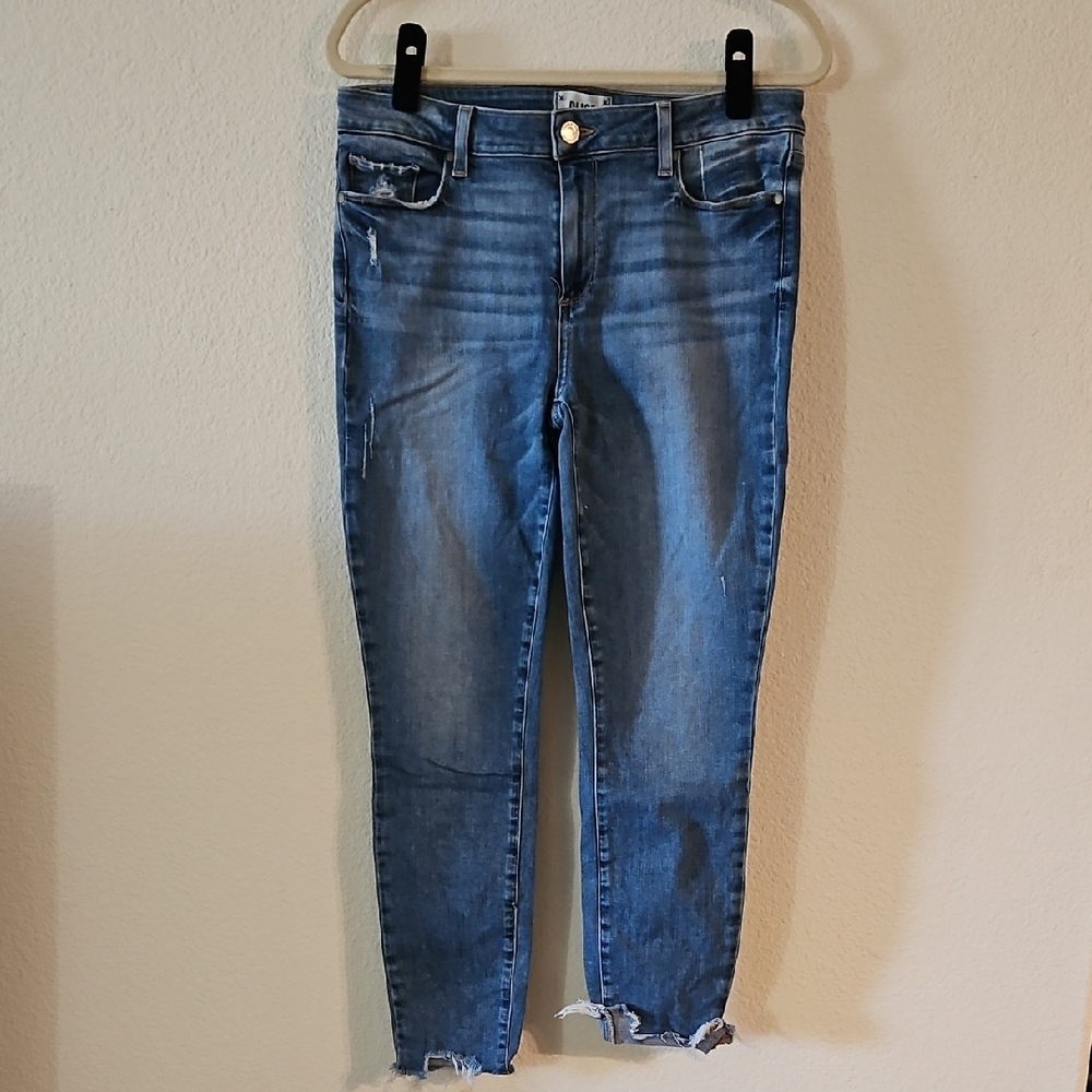 PAIGE Verdugo Distressed Blue Ankle Jeans
